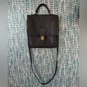 Vintage Coach Black Leather Station Bag Crossbody - Made in USA - 1990’s